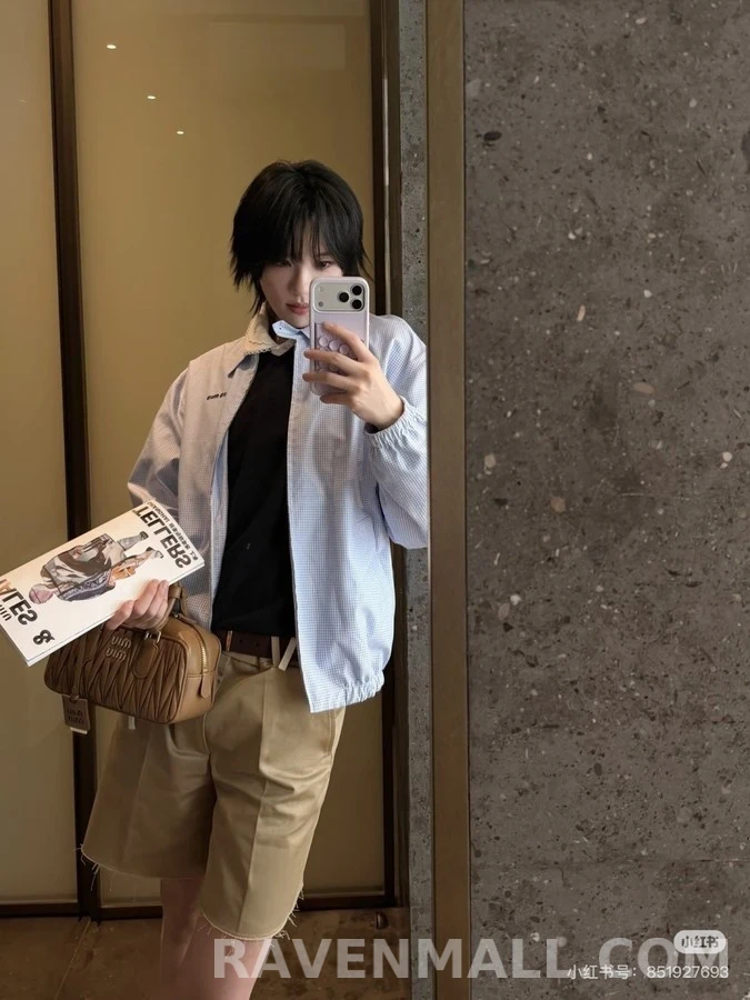 미우미우 미우미우 체크 카라 자켓 상세 이미지