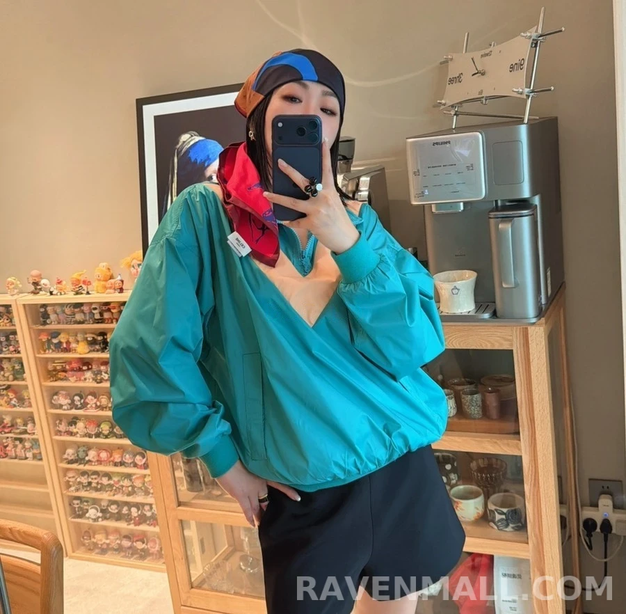 생로랑 세인트로랑 V넥 컬러 블록 반집업 자켓 상세 이미지