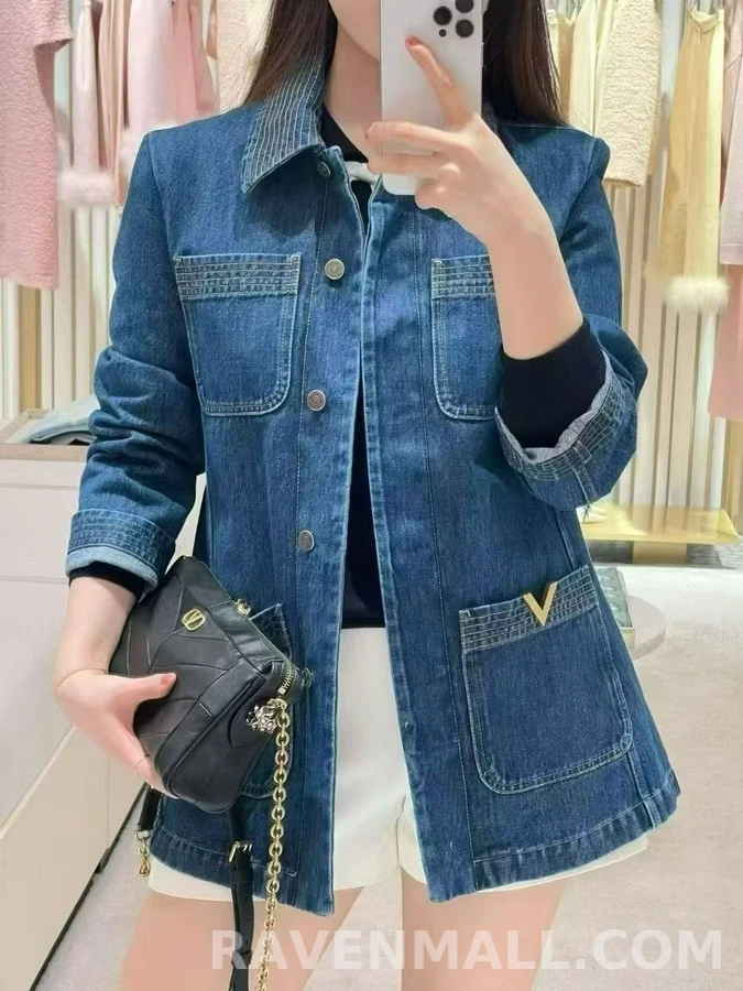 발렌티노 발렌티노 V로고 데님 워크 자켓 상세 이미지