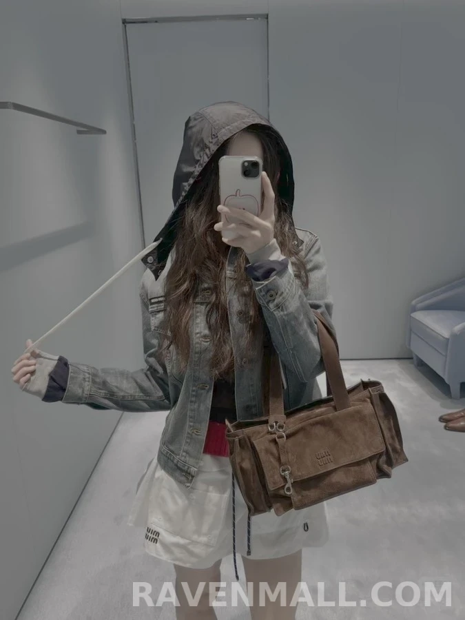 미우미우 미우미우 페이크 레이어드 레터링 데님 후드 상세 이미지
