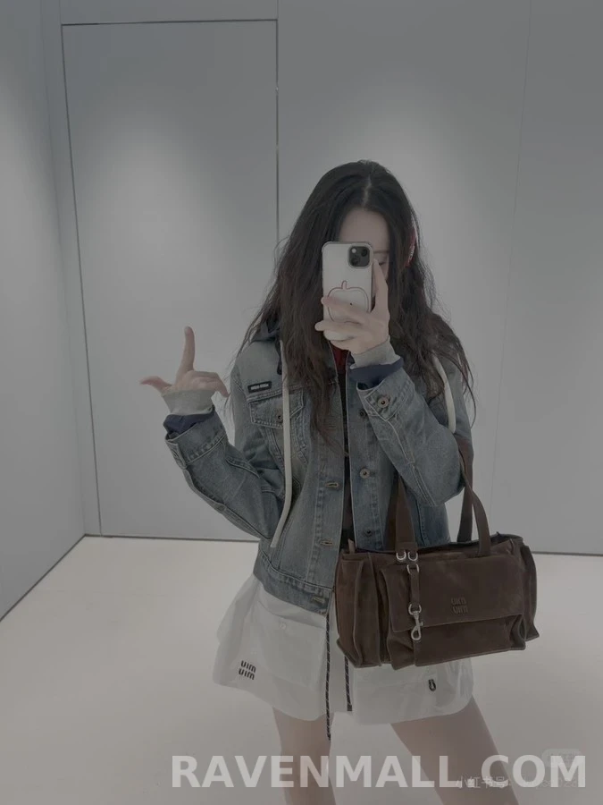 미우미우 미우미우 페이크 레이어드 레터링 데님 후드 상세 이미지