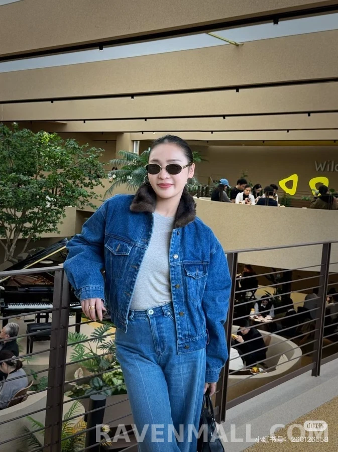 생로랑 생로랑 밍크 퍼 카라 데님 자켓 상세 이미지