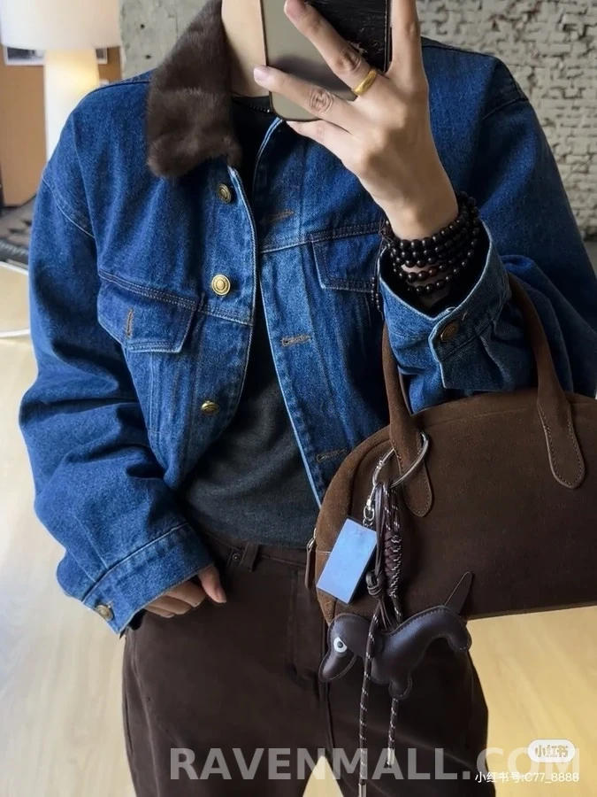 생로랑 생로랑 밍크 퍼 카라 데님 자켓 상세 이미지